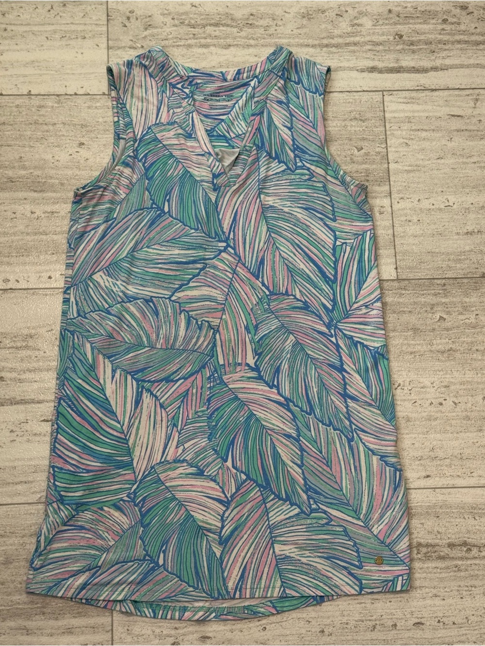 Southern Tide Sleeveless Tropical Leaf Print Dress Size M Coastal Preppy